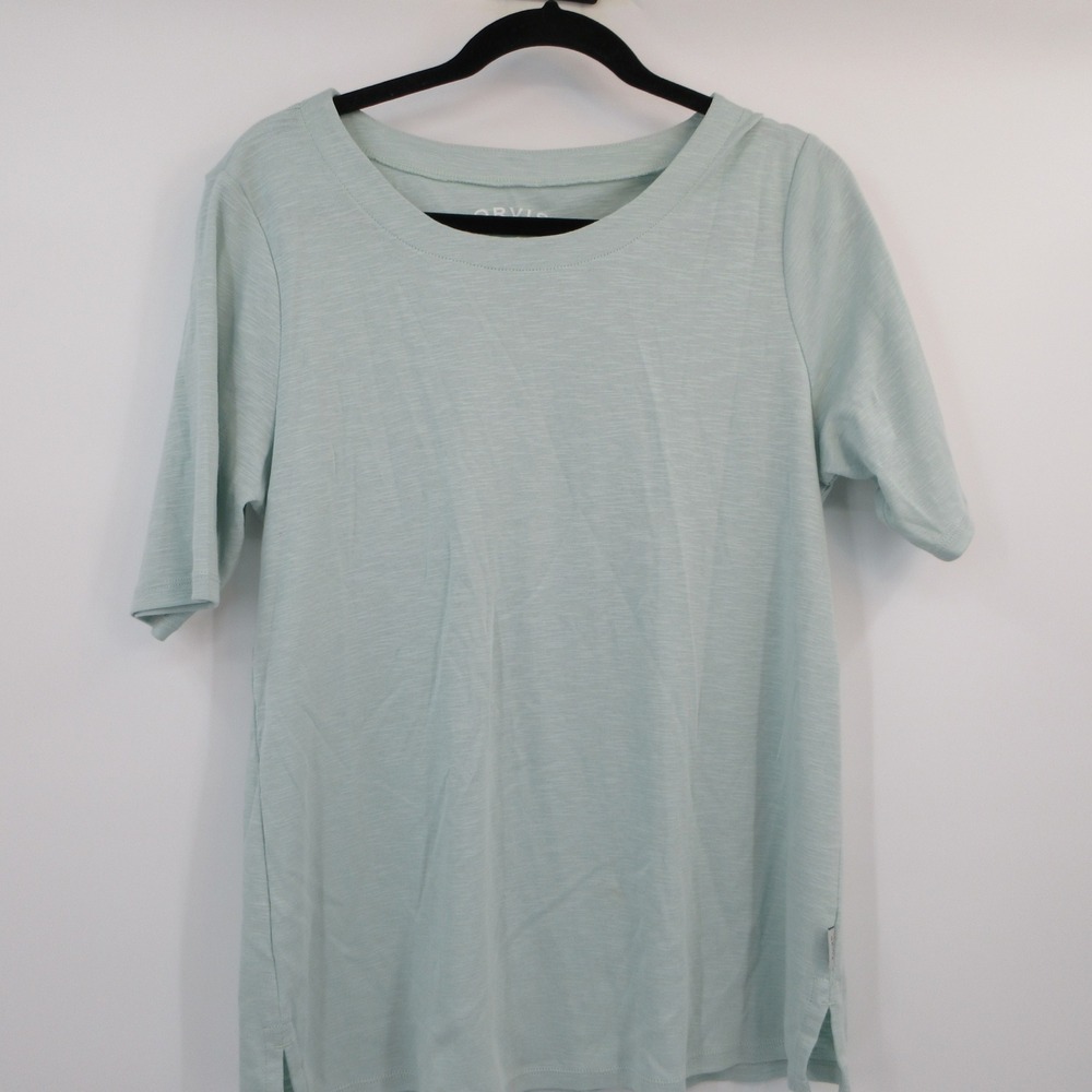Orvis Classic Collection Mint Green 100% Pima Cotton Slub Tee Shirt Womens Med